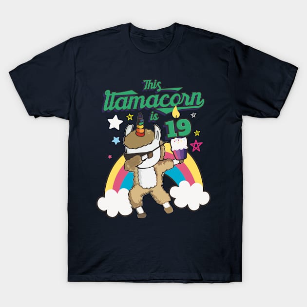 Dabbing Llamacorn Alpaca Llama Unicorn 19TH Birthday T-Shirt by porcodiseno